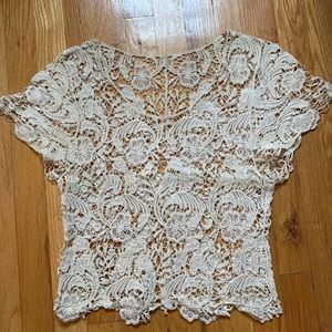 Boho lace crochet top in cream size small